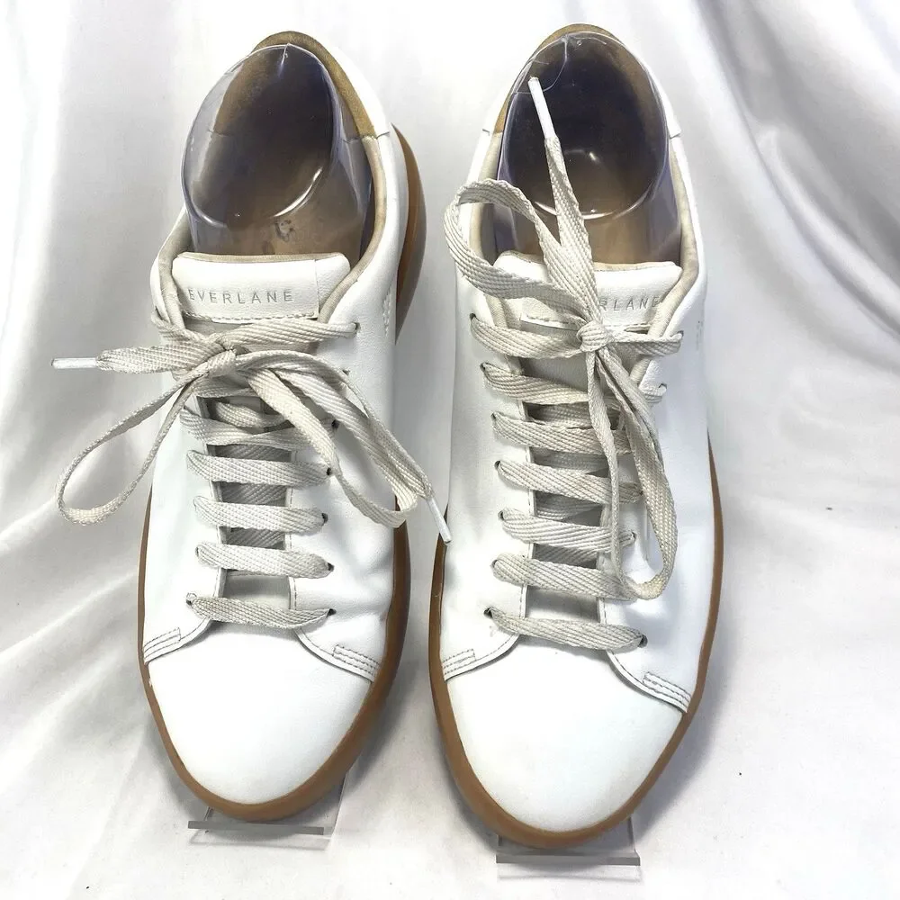 Everlane Releather White Gum Sole Sneaker Heel Toe 25.5 cm M 7 W 8-8.5? FLAW